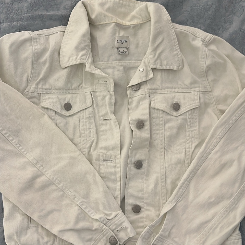 J. Crew 
White Jean Jacket Classic Denim Style